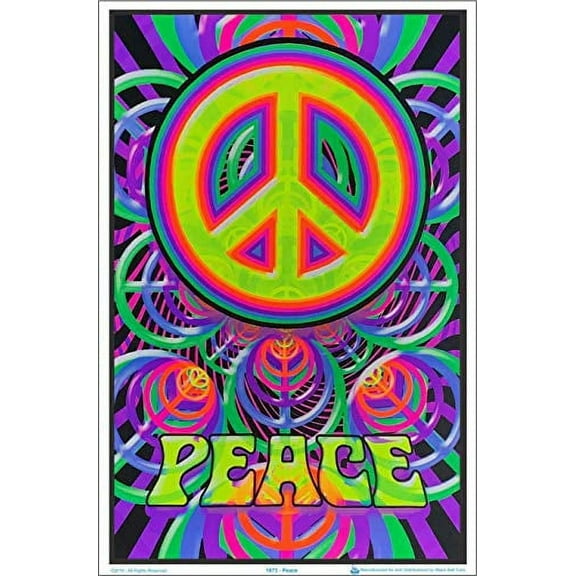 Peace Sign Laminated Blacklight Poster - 23.5" x 35.5"
