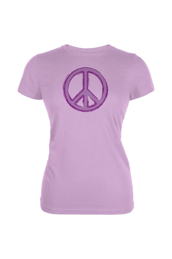 Peace Sign Lilac Juniors T-Shirt - Medium