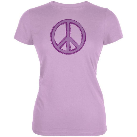 Peace Sign Lilac Juniors T-Shirt - Small