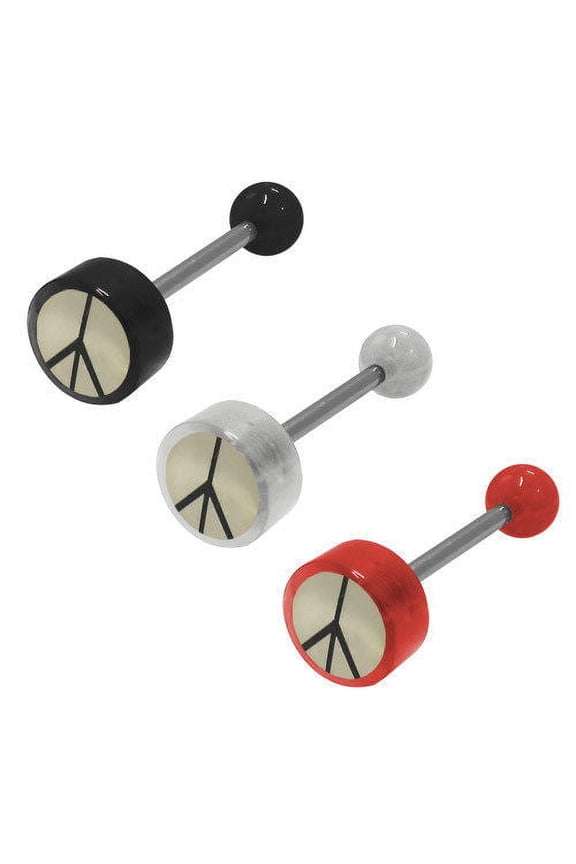 Peace Sign Logo Barbell Tongue Ring