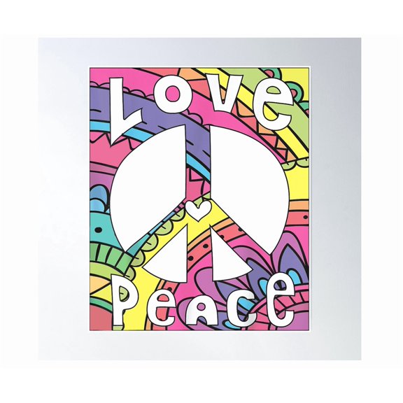 Peace Sign Love 60S 70S Tie Die Hippie Art Poster Wall Art Modern Wall Decor Home Decor Office Wall Art