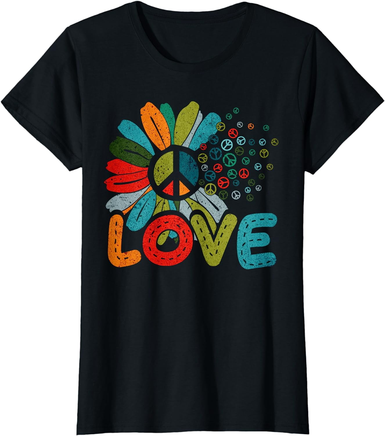 Peace Sign Love 60s 70s Costume Hippie Theme Party Groovy T-Shirt ...