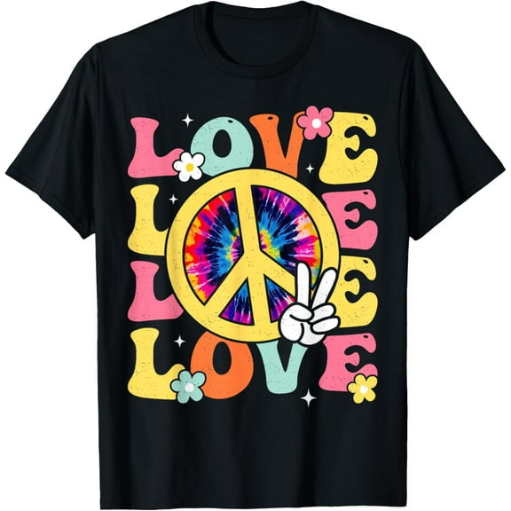 Peace Sign Love 60s 70s Costume Tie Dye Hippie Theme Party T-Shirt