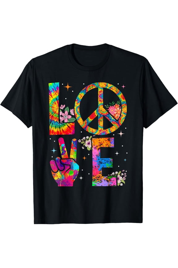 Peace Sign Love 60s 70s Tie Dye Hippie Costume T-Shirt