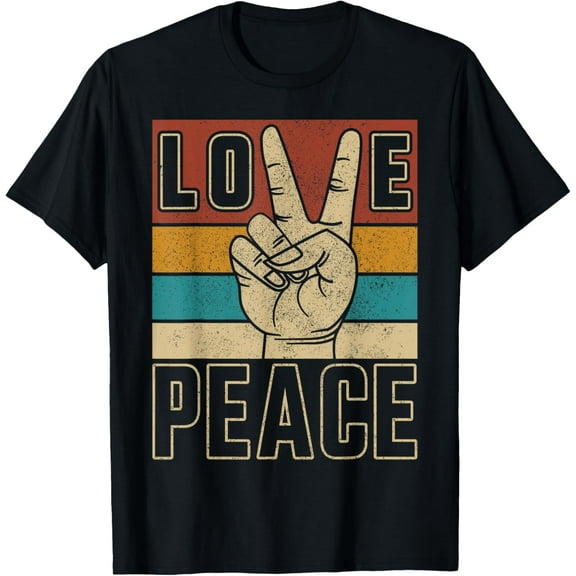 Peace Sign Love Hippie Costume 60's 70's Themed Party Outfit T-Shirt men and women can wear, black, white, gifts