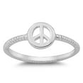 thumbnail image 1 of Peace Sign Love Joy Ring .925 Sterling Silver Rope Bali Band Jewelry Female Male Unisex Size 2, 1 of 4