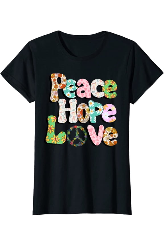Peace Sign Love Retro Tie Dye Hippie T-shirt for Women Black X-Large