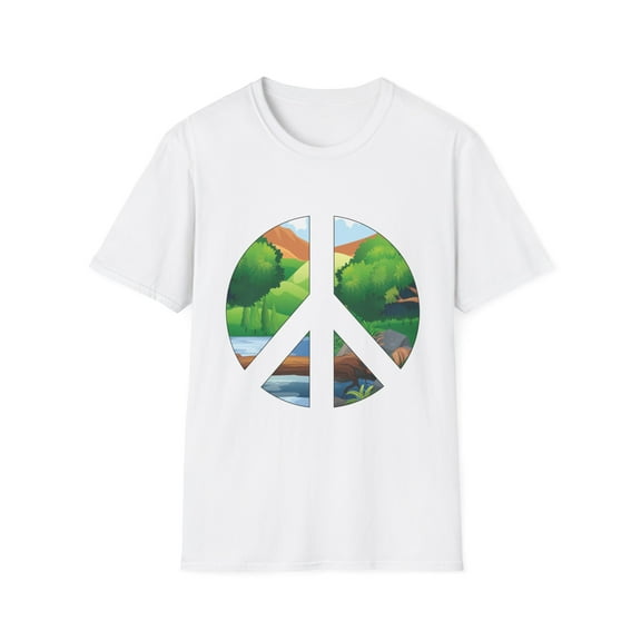 Peace Sign Nature For Men and Women Earth Day Aesthetic Hippie Unisex Softstyle T-Shirt