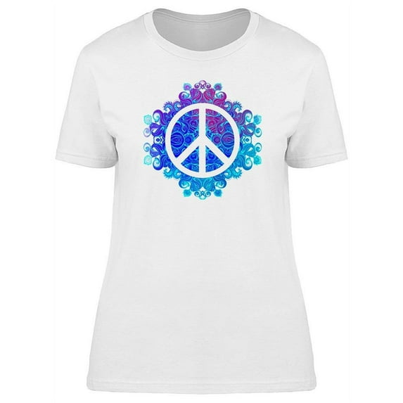 Peace Sign On Pattern T-Shirt Women -Image by Shutterstock, Female 3X-Large