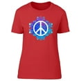 thumbnail image 1 of Peace Sign On Pattern  T-Shirt Women -Image by Shutterstock, Female Medium, 1 of 2