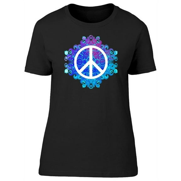 Peace Sign On Pattern  T-Shirt Women -Image by Shutterstock, Female Small