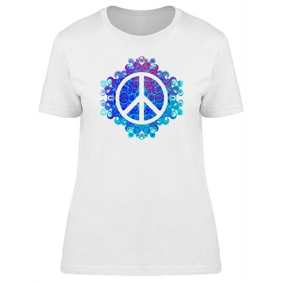 Peace Sign On Pattern  T-Shirt Women -Image by Shutterstock, Female x-Large