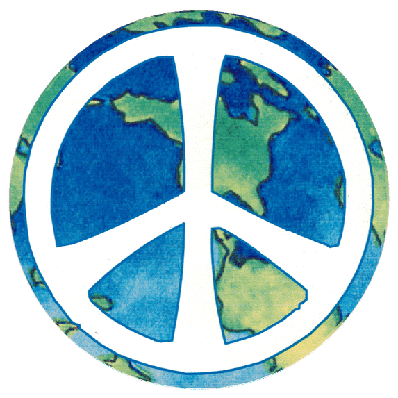 Peace Sign Over Earth Large Anti-War Bumper Sticker Decal for Vehicles, Lockers, Skateboards