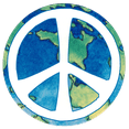 thumbnail image 1 of Peace Sign Over Earth Small Anti-War Bumper Sticker Decal for Autos, Laptops, Skateboards, Water Bottles, 1 of 1