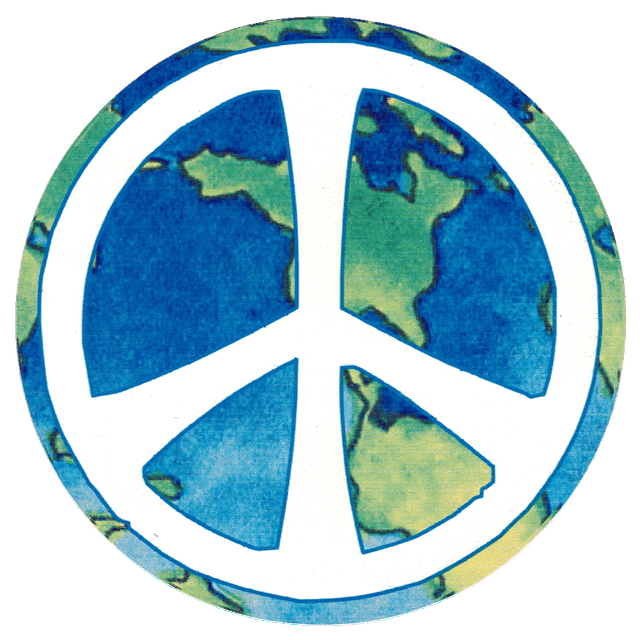 Peace Sign Over Earth Small Anti-War Bumper Sticker Decal for Autos, Laptops, Skateboards, Water Bottles