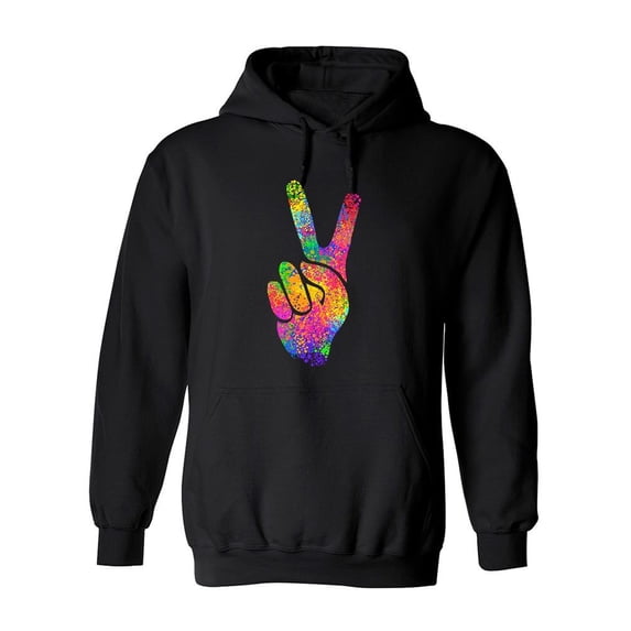 Peace Sign Rainbow Colored Hoodie Men -Image by Shutterstock, Male XX-Large