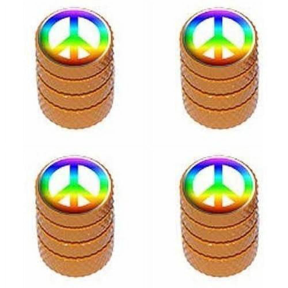 Peace Sign Rainbow Tire Valve Stem Caps – Aluminum Bling For Your Wheels