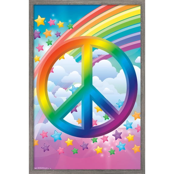 Peace Sign - Rainbows Wall Poster, 14.725" x 22.375", Framed