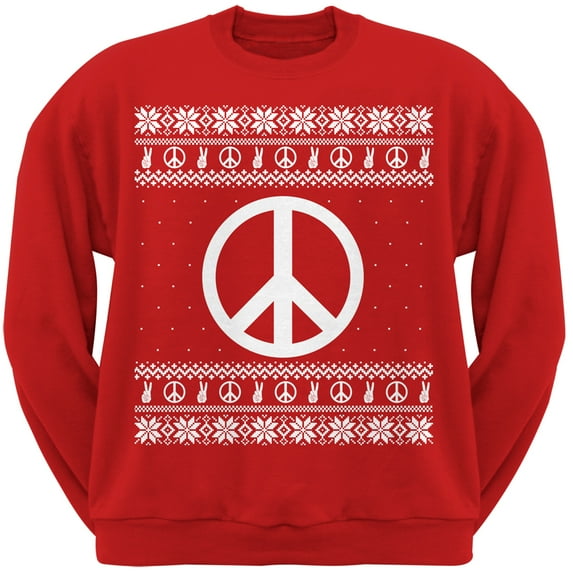 Peace Sign Red Adult Sweatshirt
