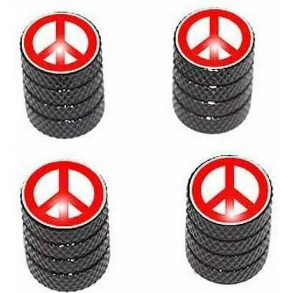 Peace Sign Red Tire Rim Wheel Aluminum Valve Stem Caps, Multiple Colors