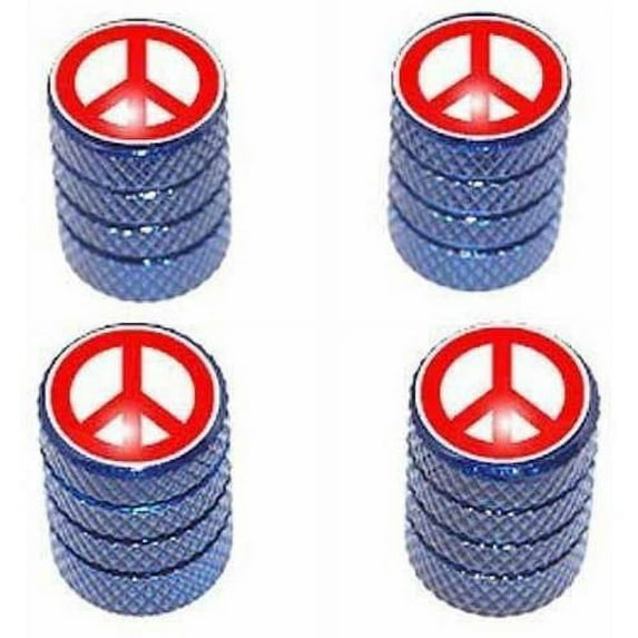 Peace Sign Red Tire Rim Wheel Aluminum Valve Stem Caps, Multiple Colors