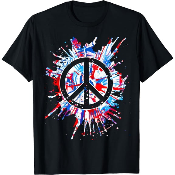 Peace Sign Red White Blue Patriotic Hippie Tie Dye T-Shirt