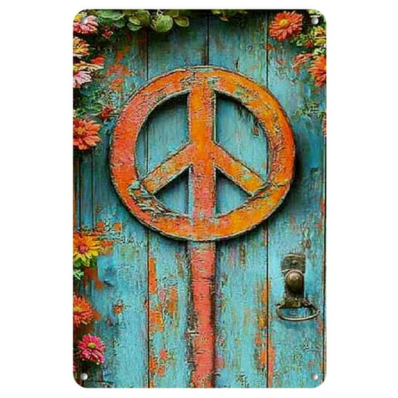 Peace Sign Retro Metal Wall Decor, Vintage Style for Garden, Club, Outdoor & Garage