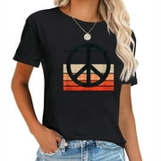 Peace Sign Retro Style Vintage Cute Short Sleeve T-Shirt with Unique Print Design