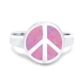 thumbnail image 1 of Peace Sign Ring Inlay Round Lab Created Pink Opal 925 Sterling Silver Size 11, 1 of 6