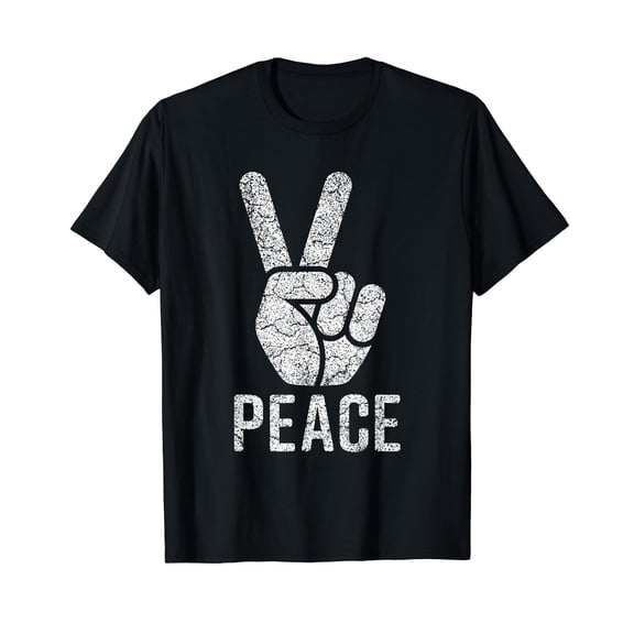 Peace Sign Shirt Women Men Kids Vintage 60s 70s Hippie Gift Black T-Shirt