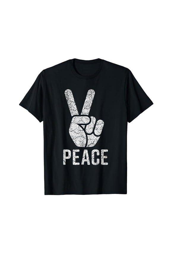Peace Sign Shirt Women Men Kids Vintage 60s 70s Hippie Gift Black T-Shirt