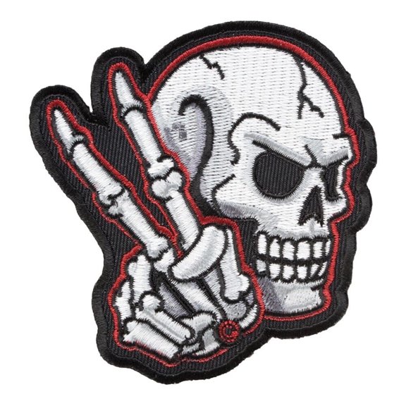 Peace Sign Skeleton Embroidered Patch, Manufactured by PatchStop