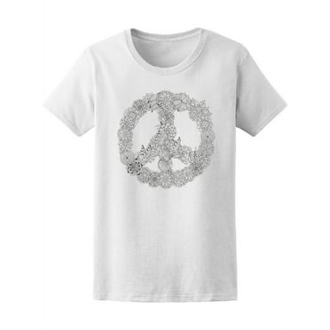 Peace Sign Sketch Zendoodle Tee Women's -Image by Shutterstock