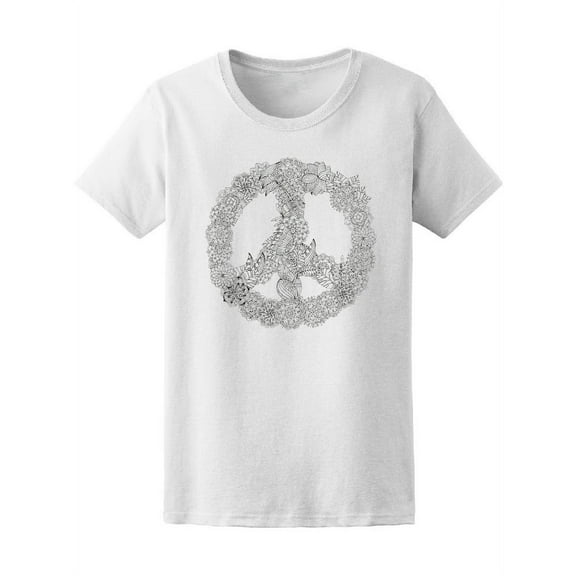 Peace Sign Sketch Zendoodle Tee Women's -Image by Shutterstock