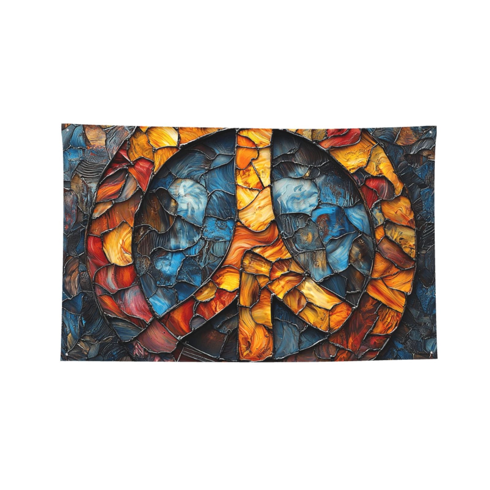 Peace Sign Stained Glass Art Four Hole Decorated Banner Flag for Garden Yard Home Decoration Indoor Outdoor 4x6 Ft