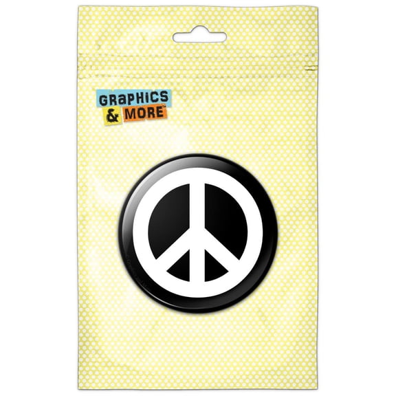 Peace Sign Symbol Black Refrigerator Button Magnet
