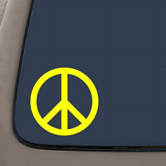 Peace Sign Symbol Car Window Wall Laptop Decal Sticker | Yellow Vinyl Decal | 6" | Car Truck Van SUV Laptop Macbook Wall Decals