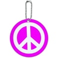 thumbnail image 1 of Peace Sign Symbol Pink Round Luggage ID Tag Card for Suitcase or Carry-On, 1 of 1
