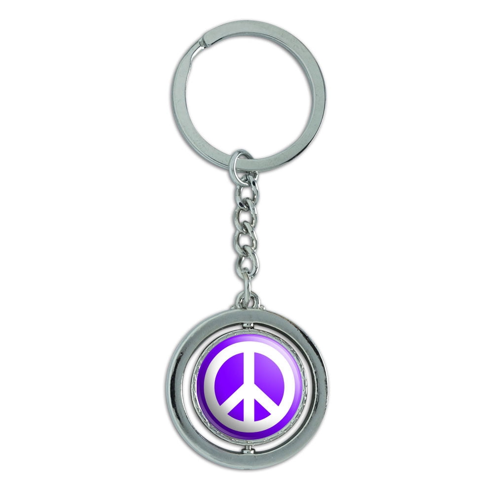 Peace Sign Symbol Purple Spinning Circle Metal Keychain - Walmart.com