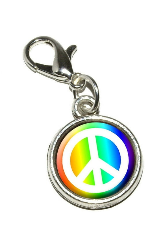 Peace Sign Symbol - Rainbow Bracelet Charm