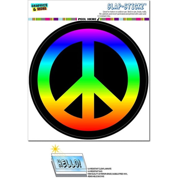 Peace Sign Symbol Rainbow Gay Lesbian - Circle SLAP-STICKZ(TM) Premium Sticker