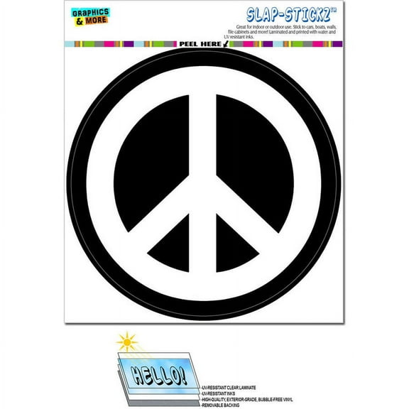 Peace Sign Symbol White Black Circle Automotive Car Window Locker Bumper Sticker