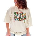 thumbnail image 1 of Peace Sign T-Shirt, Boho Floral Design Tee, Colorful Graphic Peace Symbol Shirt, Positive Vibes Top, Casual Bohemian Apparel, Ivory Comfort Colors T-Shirt, Small, 1 of 1