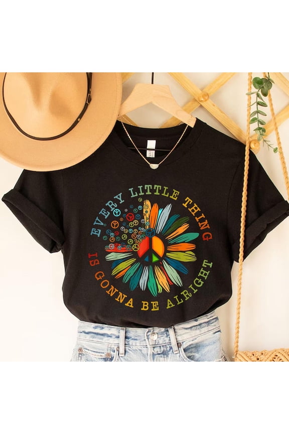 Peace Sign T-Shirt: Retro 70s Hippie Daisy Tee TSHIRT All Size S-5XL