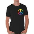 thumbnail image 1 of Peace Sign T-Shirt for Men Love Floral Colorful Botanical Retro Hippie Men's Tees Graphic Novelty Top, 1 of 4