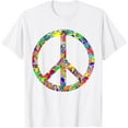 thumbnail image 1 of Peace Sign T-ShirtChromatic Rainbow TeesMen's and women's pure cotton short-sleeved shirts, 1 of 7