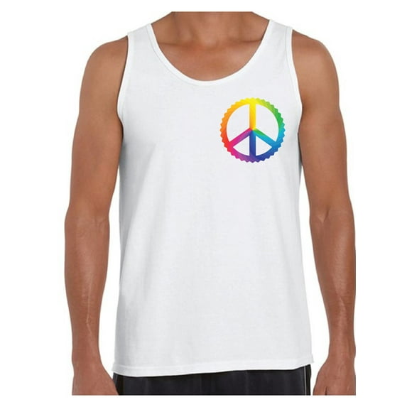 Peace Sign Tank Top for Men Love Floral Colorful Botanical Retro Hippie Men's Tees Graphic 90s 80s Tanks