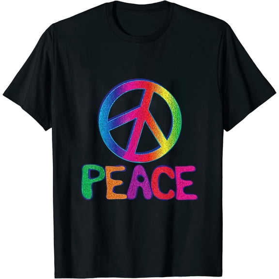 Peace Sign Tee Love Peace Freedom Trippy Hippie Costume Womens T-Shirt Black Medium
