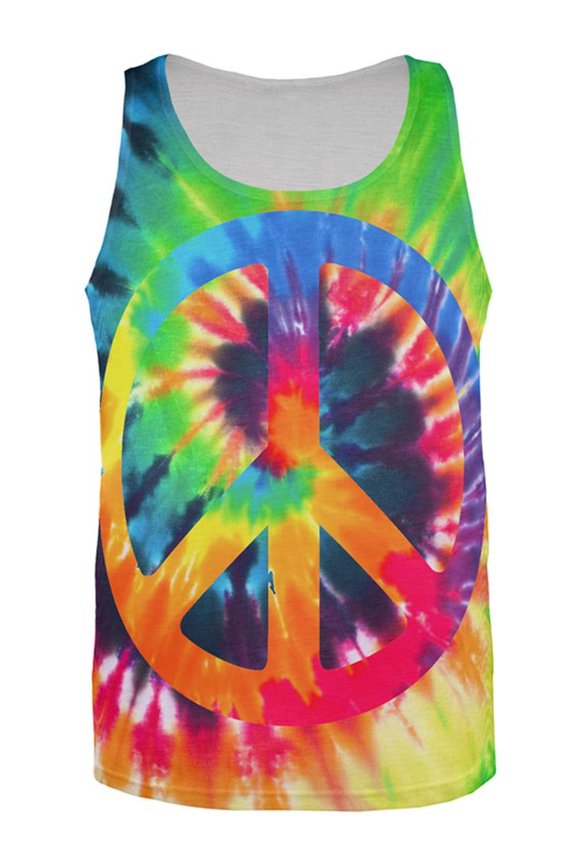 Peace Sign Tie Dye All Over Mens Tank Top Multi X-LG