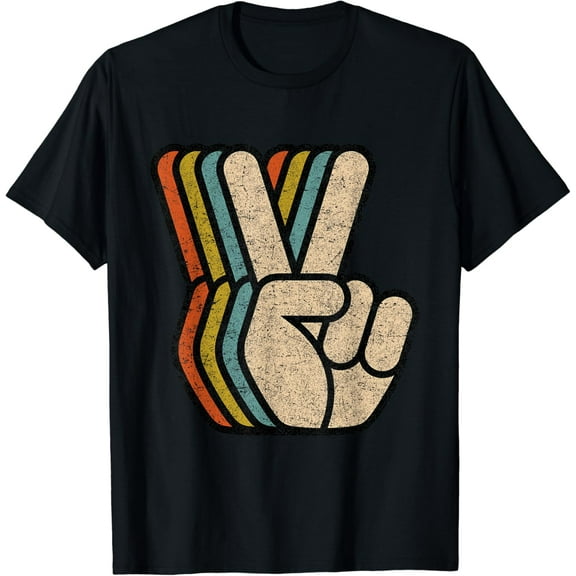 Peace Sign V Fingers Vintage 60s 70s 80s Cool Graphic Gifts Men Women T-shirt